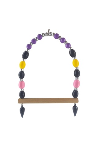 Boncuklu Kafes Kuşu Salıncağı Büyük Boy 17x15 Cm