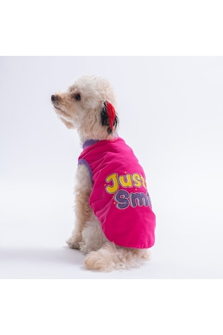 Fuchsia-fuşya Just Smile Tişört Kedi Köpek Tişörtü-kedi Köpek Kıyafeti