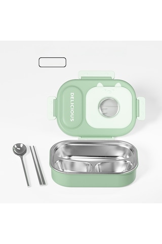 316 Paslanmaz Çelik Yalıtımlı Öğle Yemeği Kutusu Kullanışlı Öğle Yemeği Kutusu Üç Bölmeli Yeşil