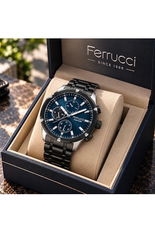 Ferrucci Fc-81370 Fonksiyonları Aktif Siyah Renk Çelik Jübile Kordon Erkek Kol Saati