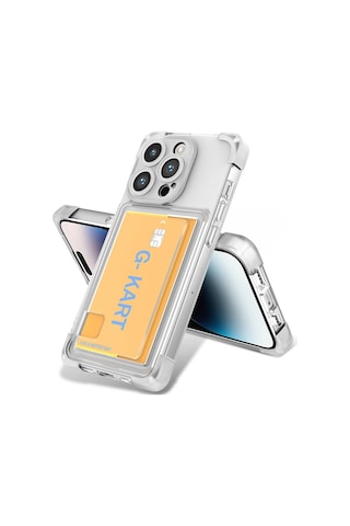 iPhone Uyumlu 14 Pro Kılıf Şeffaf Arkası Kartlık Bölmeli Shockproff Şeffaf Kapak