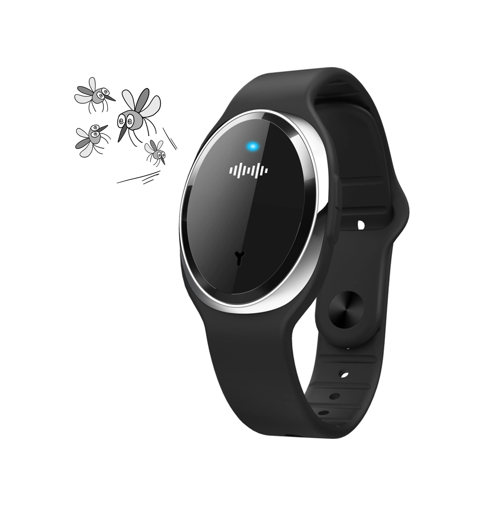 Moveevo Siyah Ultrasonik Entegreli Uygun Boyutlu Elektrikli Mus Derici Bilezik - Ev Ve Dışarıda Kullanım İçin Kimyasal Olmayan Koruma