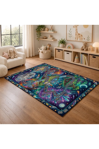 Kartela Halı Galaksi Macerası Kaymaz Taban Çocuk Oyun Halısı - 80 X 120 Cm Çok Renkli