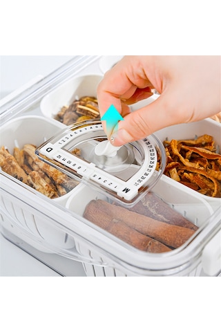 Xurunkeji Kapaklı Bölmeli Servis Tepsisi, 6 Bölmeli Sebze Tepsisi, Taşınabilir Kare Atıştırmalık Kutusu, İstiflenebilir Seyahat Saklama Kapları Şeffaf