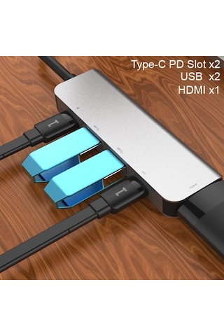Ally Usb Type-C To 5In1 Hdtv 2Xusb 2X Pd Hub Adaptör Çoklayıc