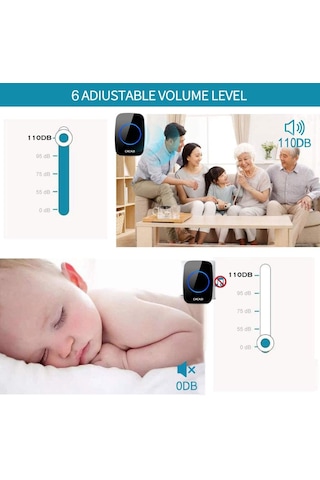 Cacazi 300 Metre 2 Buton 2 Alıcı Kablosuz Kapı Zili Siyah