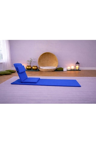 Backjack Meditasyon Sandalyesi Destekli Yer Minderi + 60x180 Kumaş Mat - Backjack 3xl Mat+backjack İkili Set Saks Mavi