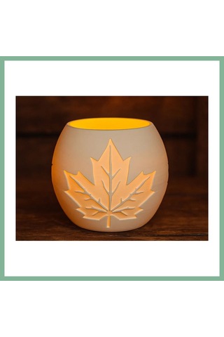 Bşkvirgo 3d Baskı Akçaağaç Yaprağı Kabartmalı Tealight Mumluk Dekoratif Sonbahar Feneri Şamdan Masa Süsü Bsk2026 Çok Renkli
