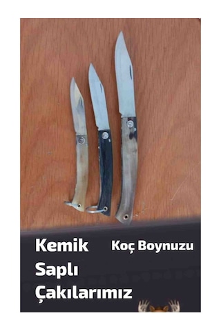 Koç Boynuzu Saplı Çelik Çakı 3 No Bej - Gri