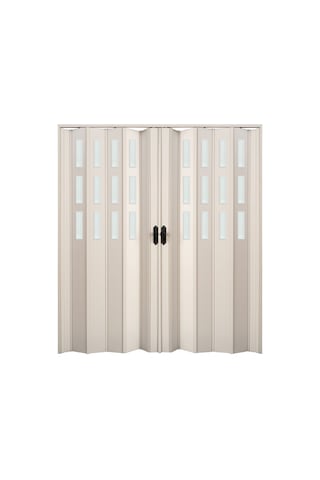 Faran Dekorasyon 170 x 215 Beyaz Renk Camlı Çift Açılım Pvc Akordiyon Kapı - FRNAKMODEL-0-153