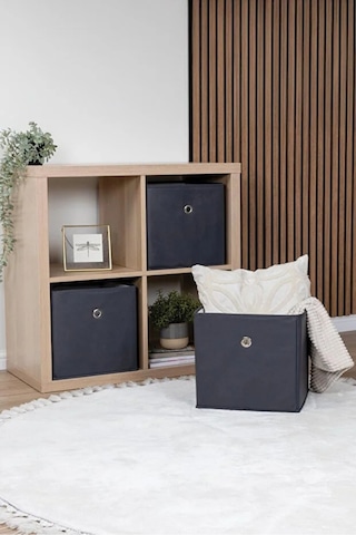 Dolap Içi Çamaşır Oyuncak Düzenleyici Kapaksız Saklama Kutusu Organizer 30x30x30 Cm 1 Adet Gri-beyaz