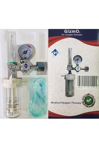 Gizmo Oksijen Tüpü Başlığı Oksijen Regülatörü Teraphi Manometre