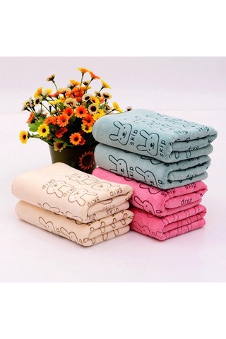 Emici Mikrofiber Havlu Banyo Kurutma Bezi Sevimli Tavşan El Yüz Havlusu Sarı