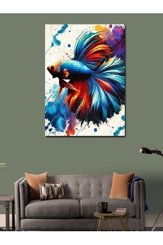 Kanvas Tablo Renkli Savaşçı Balık 100cmx140cm