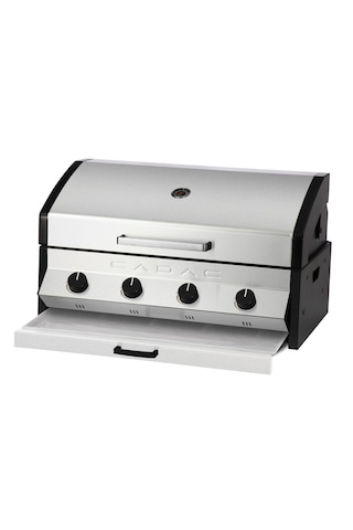 Cadac Meridian 4b Ankastre Gazlı Barbekü - 4 Çelik Brülörlü, Termometreli Kapak, Dış Mekan Kullanımına Uygun Siyah