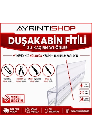 Ayrıntıshop Duşakabin Alt Suluk Fitil Conta Uzunluk 60cm - 4mm İle 6mm Camlar İçin 100 Cm Genel