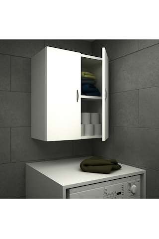 Çamaşır Makinesi Üst Dolabı Mdf Beyaz