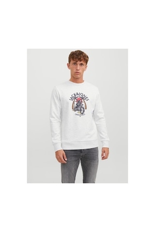 Jack & Jones Jorboney Erkek Beyaz Sweatshirt 12244220-white Siyah