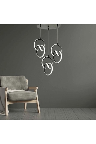 Venezia Model Siyah Renk Estetik Dekoratif Salon Mutfak Yatak Odası Hol Antre Üçlü Sarkıt Avize Siyah