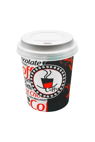 8 Oz Beyaz Kapaklı Karton Kahve Çay Bardağı 250 ml - 100 Adet