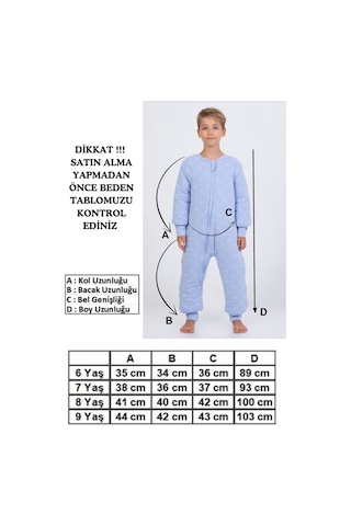 Erkek Çocuk Kalın Elyaf Dolgulu Premium Kalite 2.5 Tog Desenli Uyku Tulumu-mavi-beyaz Beyaz - Mavi