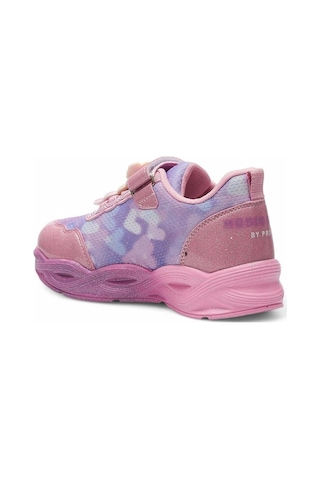 Günlük Cırtlı Kız Çocuk Spor Ayakkabı Renkli Simli Hafif Taban Süs Detay Lastik Bağcık Sneaker 4010 Pembe Lila