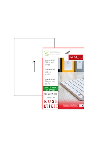 Tanex A4 Tw-2000 Kuşe Laser Etiket 210X297 Mm.