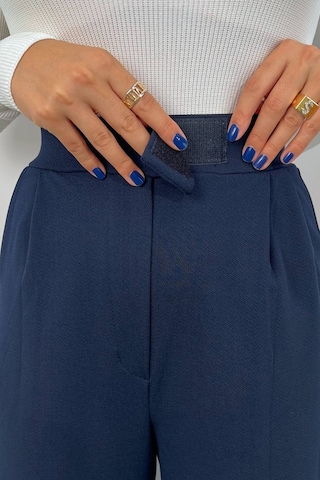 Kadın Likralı Cırt Kapama Lacivert Geniş Paçalı Rahat Palazzo Pantolon Lacivert