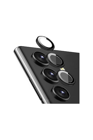 Samsung Uyumlu Galaxy S23 Kamera Lens Koruyucu Halka Set Siyah AL8114
