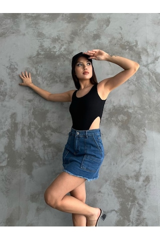 Laciver Kot Mini Etek Lacivert