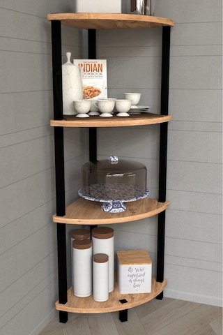 Gusto 4 Katlı Mutfak Rafı Çok Amaçlı Mutfak Düzenleyici Dekoratif Mutfak Raf Ünitesi Ve Organizer - Meşe Meşe