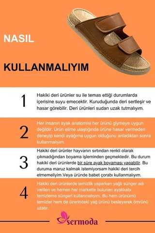 Sermoda Hakiki Deri Erkek Terlik - Çift Cırtlı Ayarlanabilir Masajlı Taban Hakiki Deri Erkek Terlik C Taba