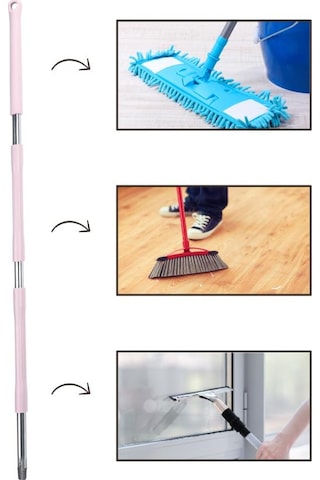 Tüm Vidalı Fırça ve Temizlik Gereçleriyle Uyumlu Mop Sapı 3 Parçalı Ayrılabilir