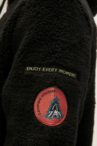 Bad Bear Shaggy Plush Full-zip Siyah Peluş Erkek Kapüşonlu Sweatshirt-siyah Siyah