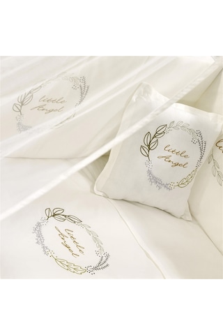 Meltem Kids Angel Nakışlı Pamuklu Bebek Uyku Seti 60 x 120 CM Ekru