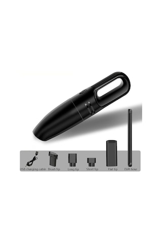 Araba El Taşınabilir Elektrikli Süpürge Küçük Araba Elektrikli Süpürge Kablosuz Siyah