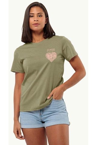 Jack Wolfskin Discover Heart T W Kadın Tişört 1809701-4511 Yeşil