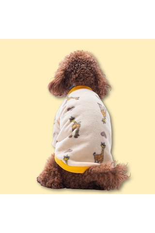 Züzü Polar Sweat Zürafa Desenli Kedi Köpek Sweati Kedi Köpek Kıyafeti Köpek Poları Sıcak Tutan Sweat