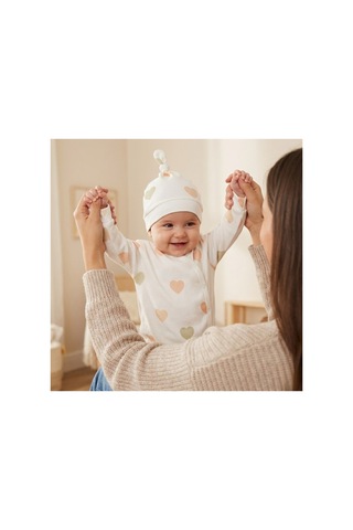 Babysena Kalp Desenli Bereli Kız Bebek Tulum Çok Renkli