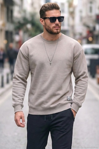 Buratti Regular Fit Bisiklet Yaka Pamuklu Içi Tüylü Yumuşak Şardonlu Erkek Sweat 5905255 Kül