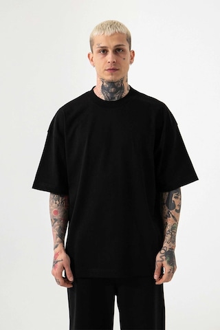 Tarzsokak Erkek Beyaz Oversize T-shirt Kısa Kollu Siyah