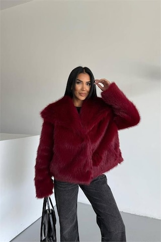 Neşeli Butik Kadın İçi Astarlı İthal Kürk Kaban Nbg111 Bordo