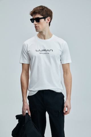 Lufian Erkek Fusıon Modern Grafik T-shirt 111020250 Beyaz Beyaz