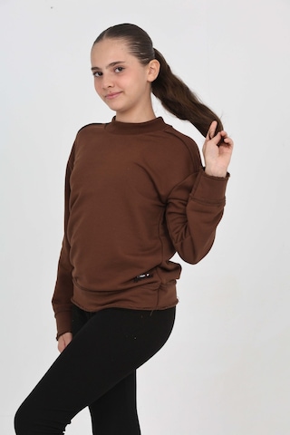 Toontoy Kız Çocuk Happen Nakışlı Sweatshırt Kahve