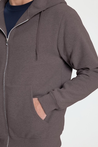 Tudors Unisex Relax Fit Rahat Kesim Pamuklu İçi Polarlı Çift Cepli Tam Fermuarlı Gri Kapüşonlu Sweatshirt-41653 Gri