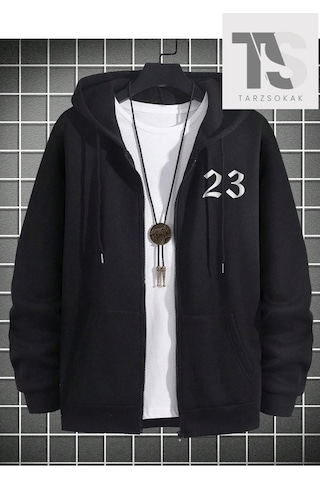 Adrift 23 Logo Sweatshirt Fermuarlı Hırka Siyah