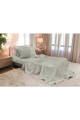 River 3 Parça Tek Kişilik Pike 170x230 Cm, Fıttd. Çarşaf , Yastık Kılıfı Takımı %100 Pamuk Mint Yeşili