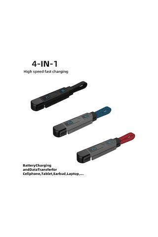 Honeybeeshop 4ü 1 Arada Ultra Hızlı Şarj Kablosu Kırmızı 20 Cm 065 Ft 787 İnç İphone Uyumlu Samsung Xiaomi Redmi Oneplus Usb C Şarj Veri Kablosu