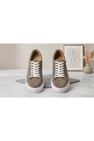 Growish Gd0108 Hakiki Süet Deri Yüksek Eva Taban Uzun Süre Ayakta Kalmaya Uygun Kum Beji Spor Klasik Sneaker Ayakkabı Bej - Kum