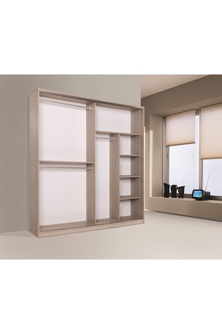 Doğandekorasyon Eda 200Cm 2 Kapakli Sürgülü Dolap Gardirop Cordoba Veya Beyaz